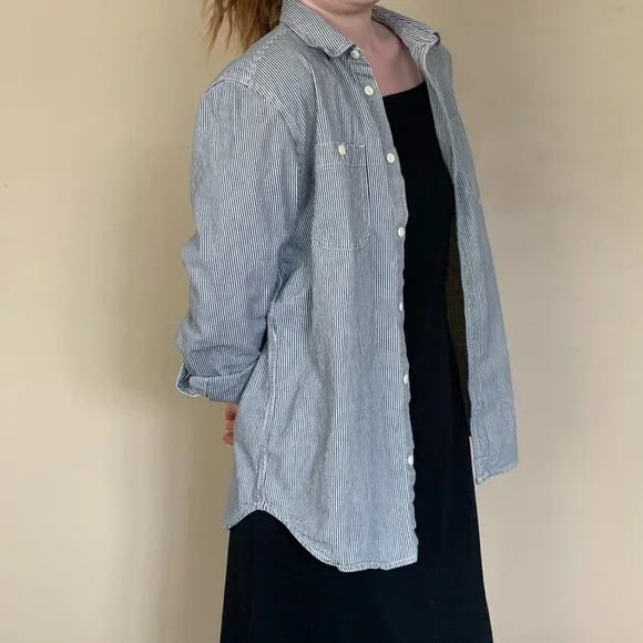 Navy Striped Button-up - Picture 5 of 11